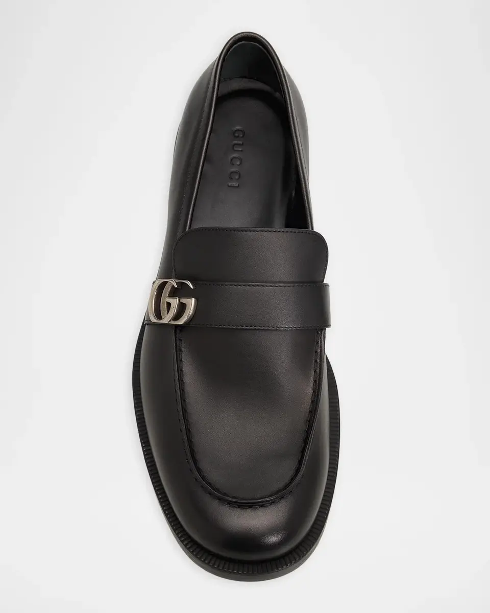Gucci Men's Double-G Brushed Leather Moc-Toe Loafers | Thumbnail 5