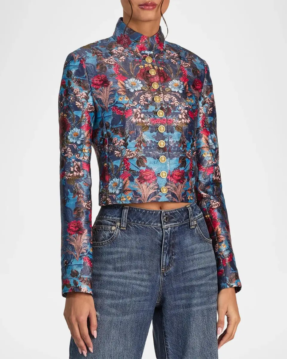 Alice + Olivia Emerson Floral Jacquard Military Jacket | Thumbnail 4