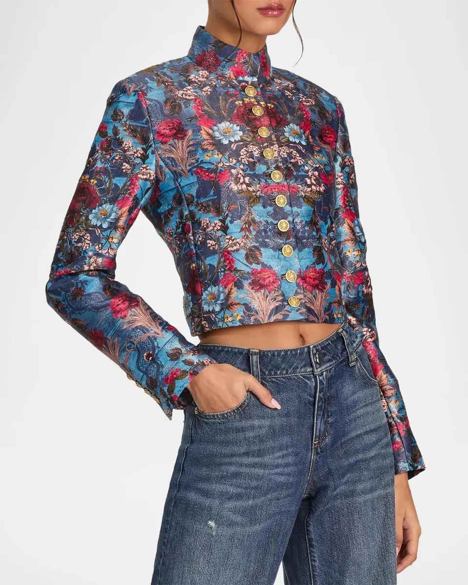 Alice + Olivia Emerson Floral Jacquard Military Jacket | Thumbnail 6