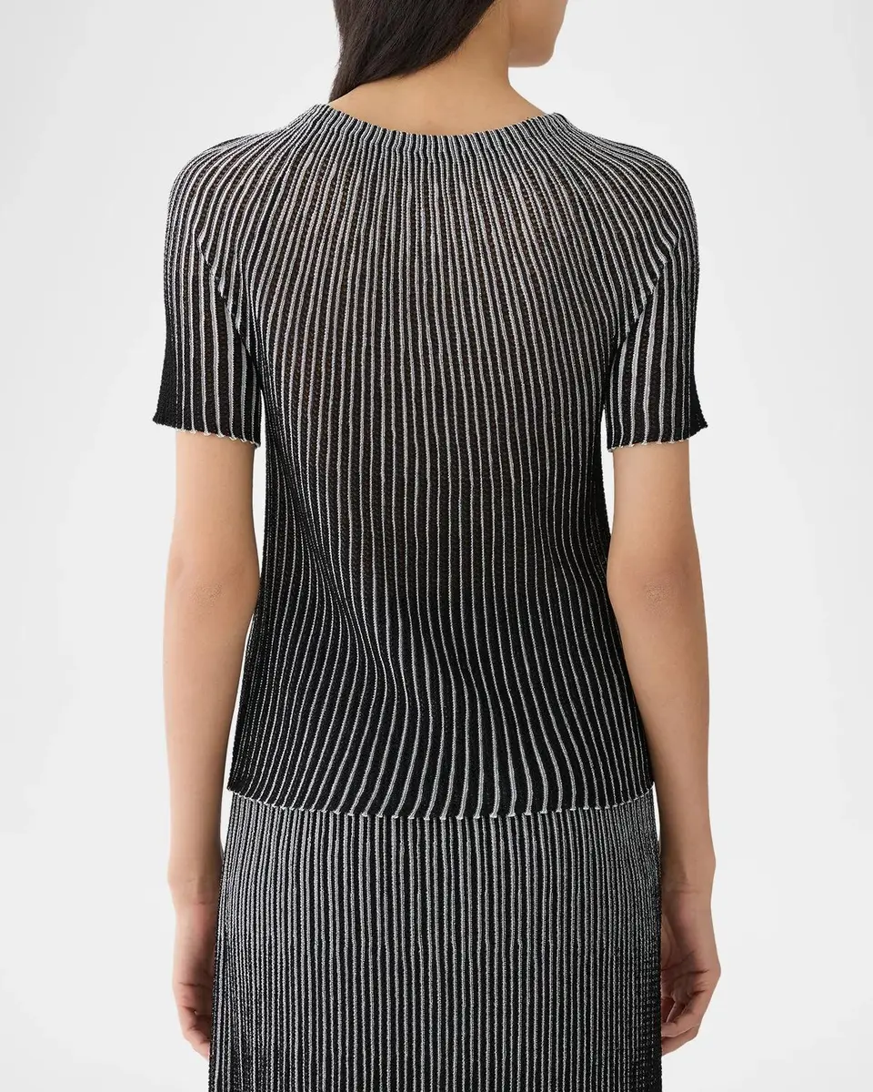 Lafayette 148 New York Metallic Sunburst Pointelle Knit Sweater | Thumbnail 2