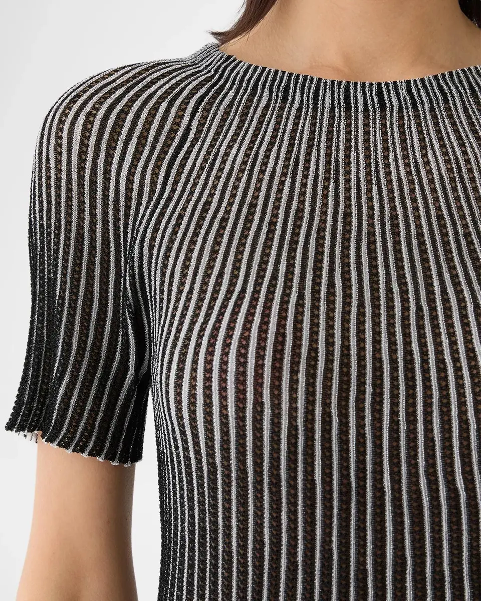 Lafayette 148 New York Metallic Sunburst Pointelle Knit Sweater | Thumbnail 4