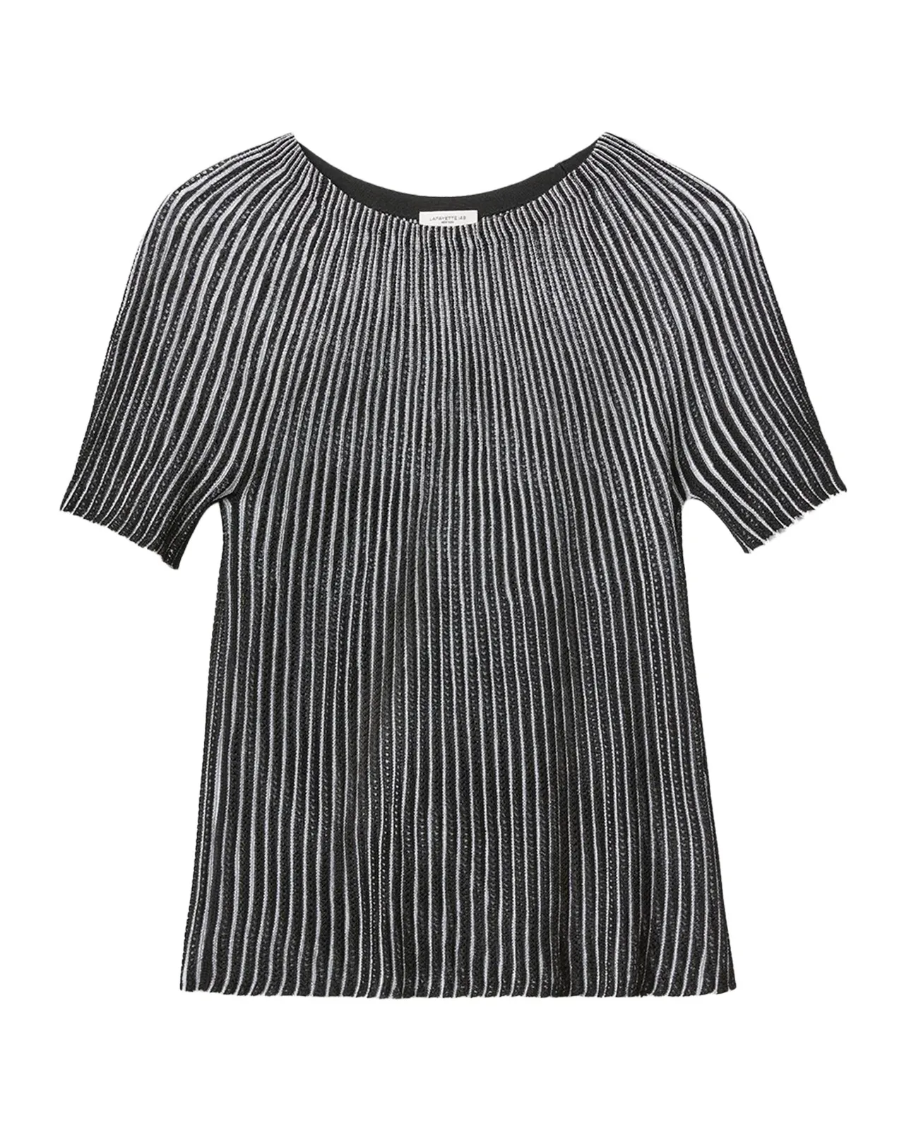Lafayette 148 New York Metallic Sunburst Pointelle Knit Sweater