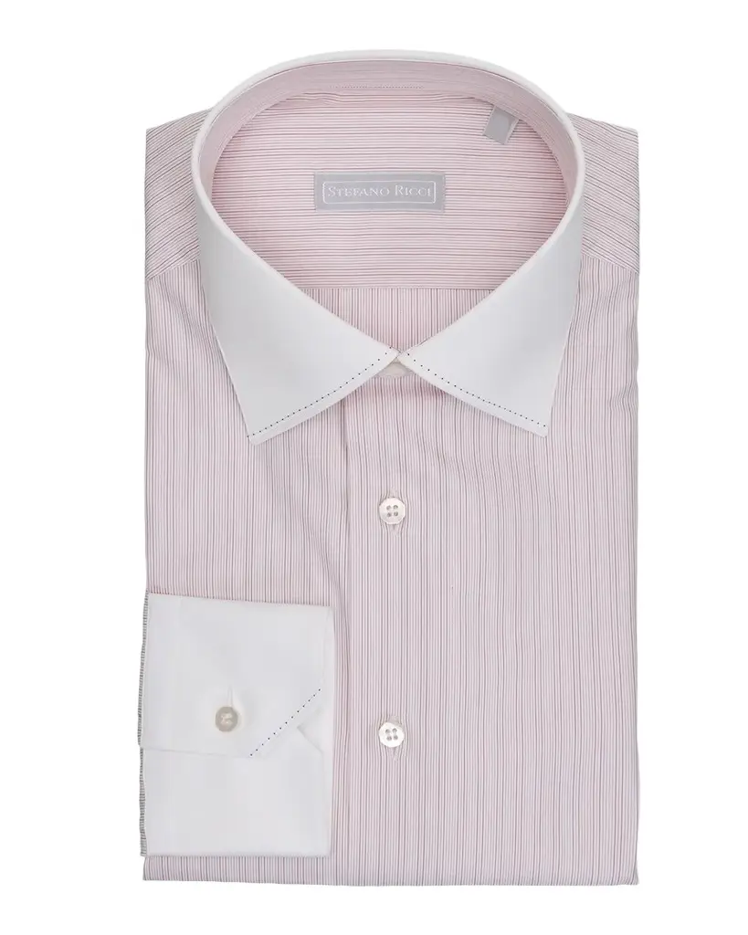 Stefano Ricci Men's Cotton Tonal Double-Stripe Dress Shirt