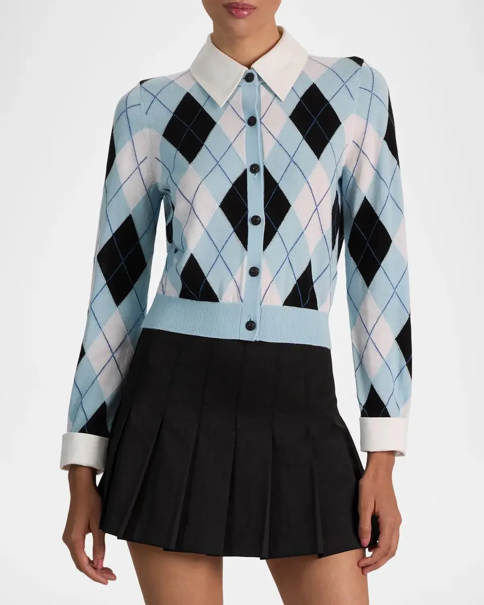 Alice + Olivia Dollie Argyle Wool-Blend Cardigan | Thumbnail 4 Alice + Olivia Dollie Argyle Wool-Blend Cardigan | Thumbnail 4