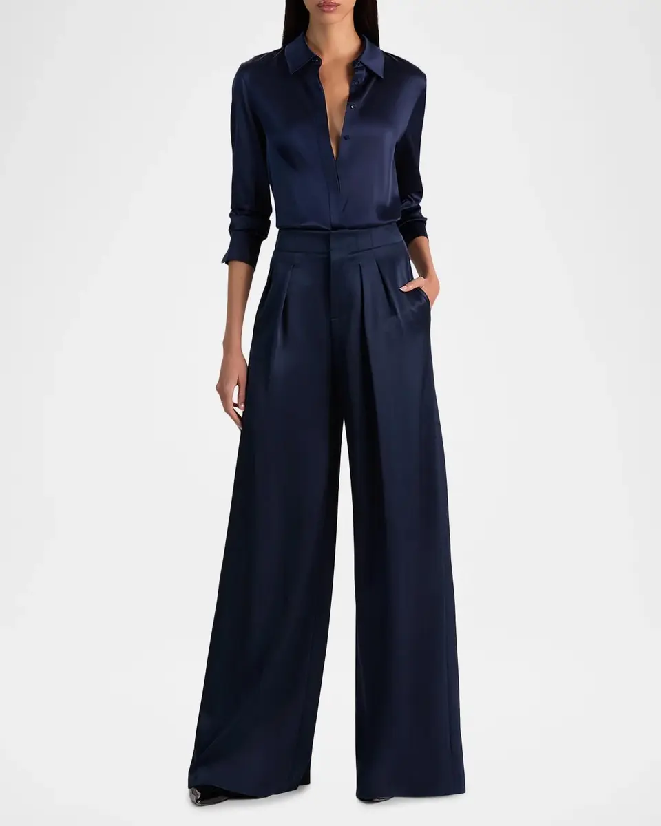 Alice + Olivia Eloise Satin Wide-Leg Pants | Thumbnail 2 Alice + Olivia Eloise Satin Wide-Leg Pants | Thumbnail 2