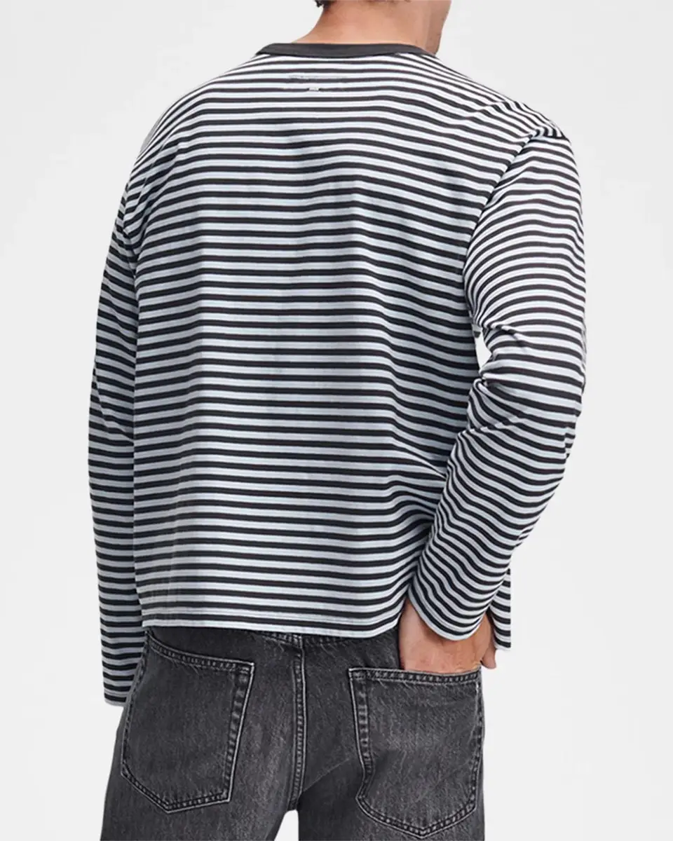 rag & bone Men's Striped Cotton Boxy T-Shirt | Thumbnail 3 rag & bone Men's Striped Cotton Boxy T-Shirt | Thumbnail 3