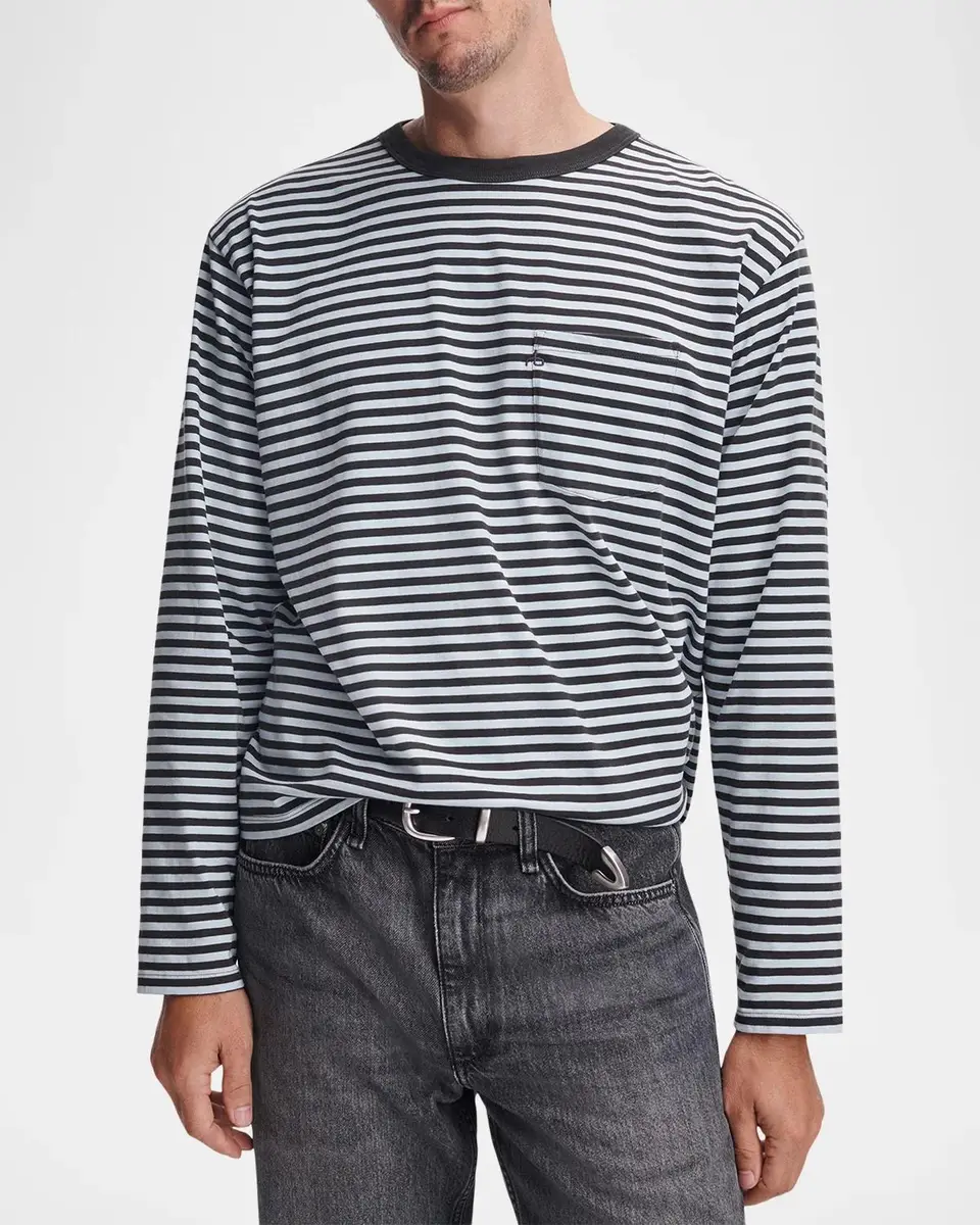 rag & bone Men's Striped Cotton Boxy T-Shirt | Thumbnail 4 rag & bone Men's Striped Cotton Boxy T-Shirt | Thumbnail 4