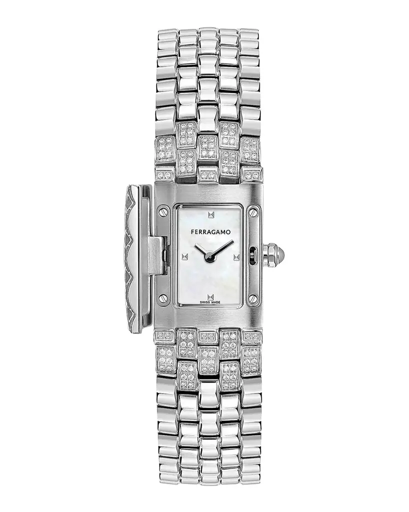 Ferragamo Men's Secret Stainless Steel & 0.84 TCW Diamond Bracelet Watch/18.5MM x 30MM