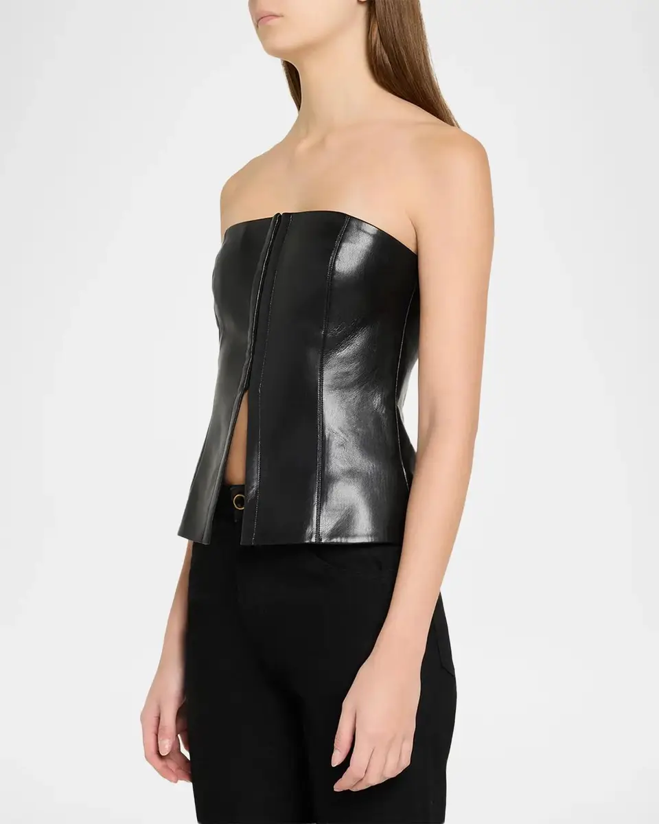 Alice + Olivia Pat Faux-Leather Bustier Top | Thumbnail 4 Alice + Olivia Pat Faux-Leather Bustier Top | Thumbnail 4