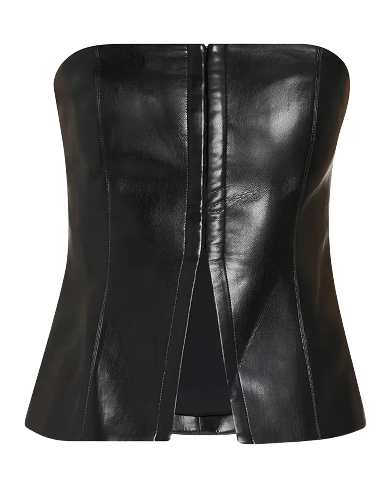 Pat Faux-Leather Bustier Top