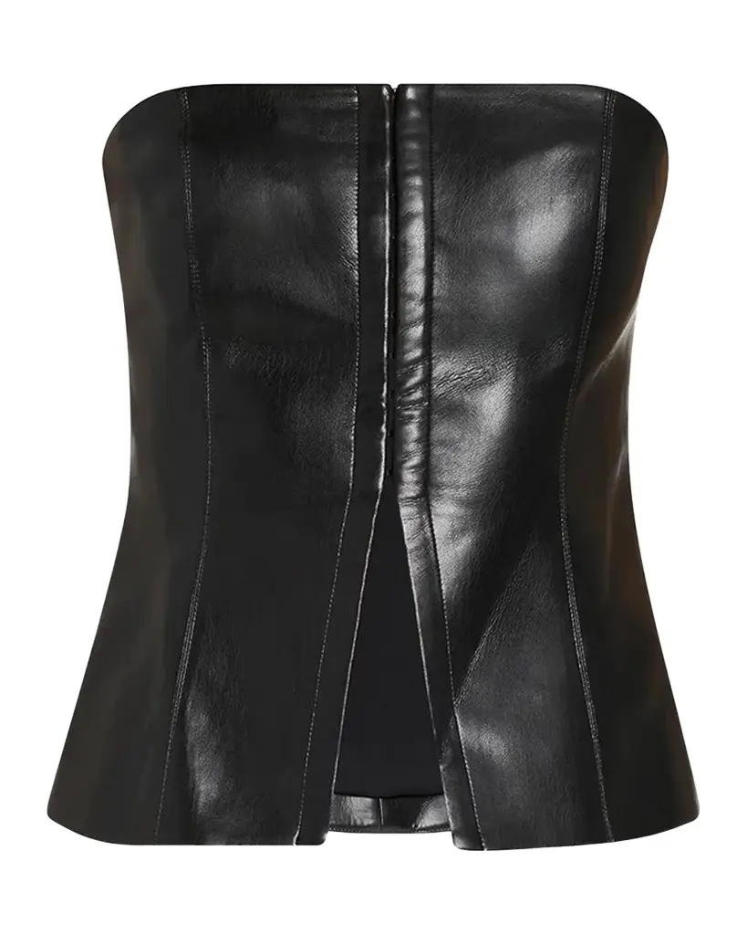 Alice + Olivia Pat Faux-Leather Bustier Top