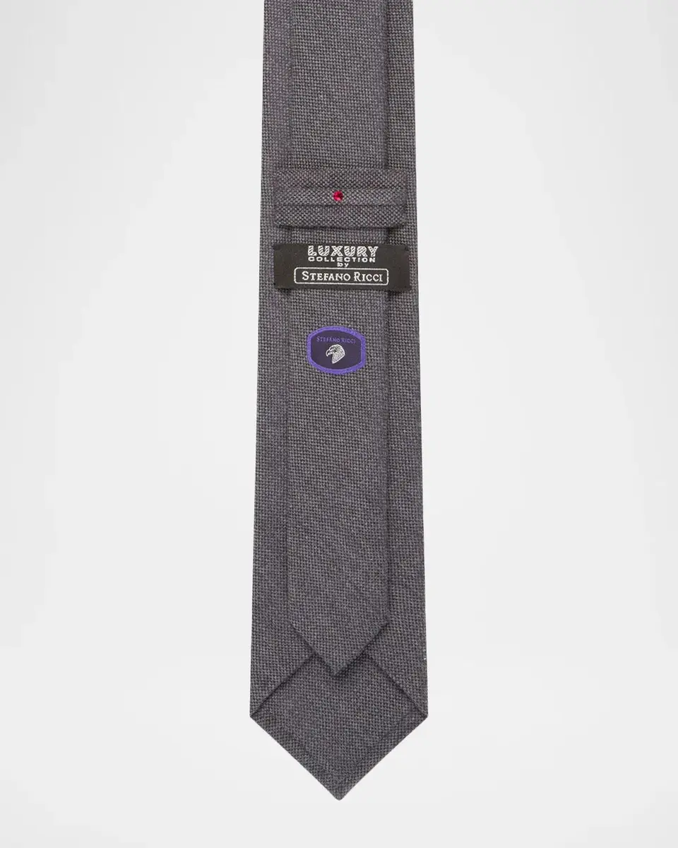 Stefano Ricci Men's Silk and Cashmere Solid Woven Tie | Thumbnail 3 Stefano Ricci Men's Silk and Cashmere Solid Woven Tie | Thumbnail 3