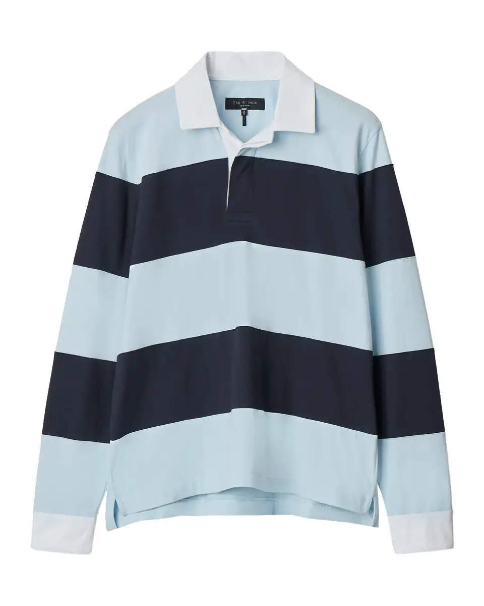 rag & bone Men's Striped Cotton Rugby T-Shirt | Thumbnail 2 rag & bone Men's Striped Cotton Rugby T-Shirt | Thumbnail 2