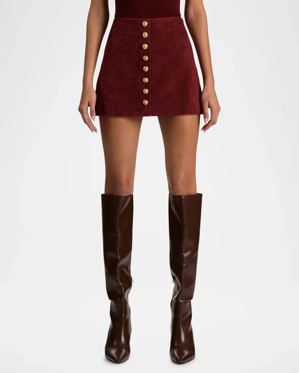 Alice + Olivia Rubi Suede Button-Front Mini Skirt | Thumbnail 4 Alice + Olivia Rubi Suede Button-Front Mini Skirt | Thumbnail 4