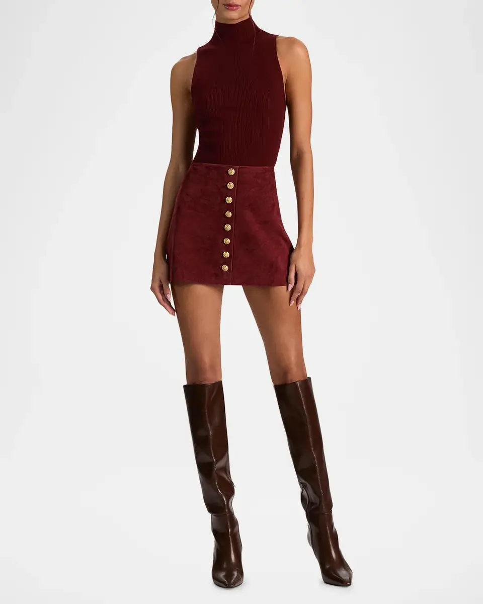 Alice + Olivia Rubi Suede Button-Front Mini Skirt | Thumbnail 6 Alice + Olivia Rubi Suede Button-Front Mini Skirt | Thumbnail 6