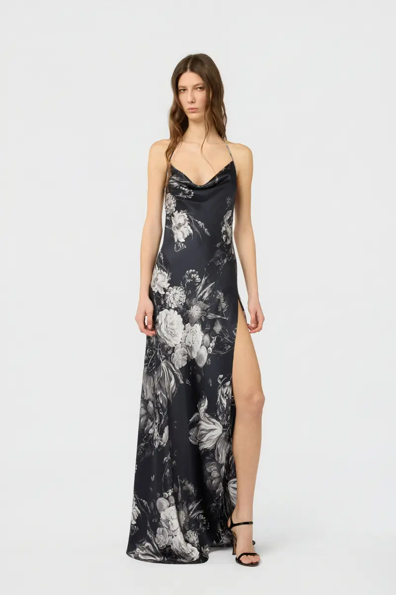 Roberto Cavalli Dress in Silk with Fiammingo Flowers Print | Thumbnail 6