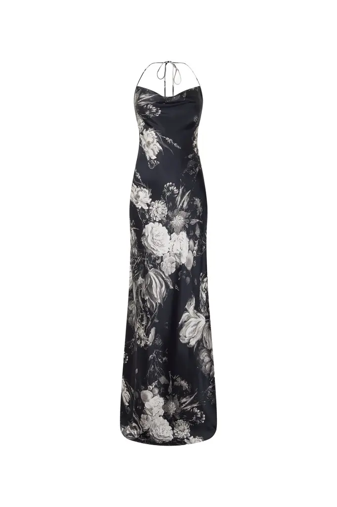 Dress in Silk with Fiammingo Flowers Print Dress in Silk with Fiammingo Flowers Print