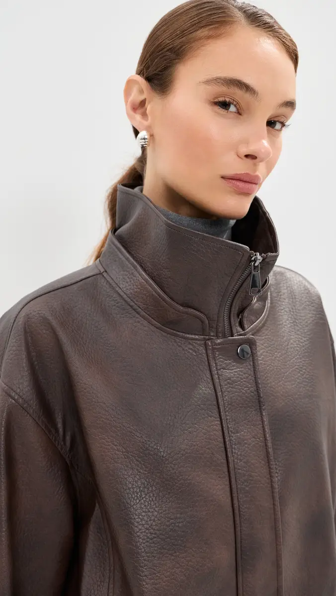 LE BOP Pebble Faux Leather Bomber | Thumbnail 2 LE BOP Pebble Faux Leather Bomber | Thumbnail 2