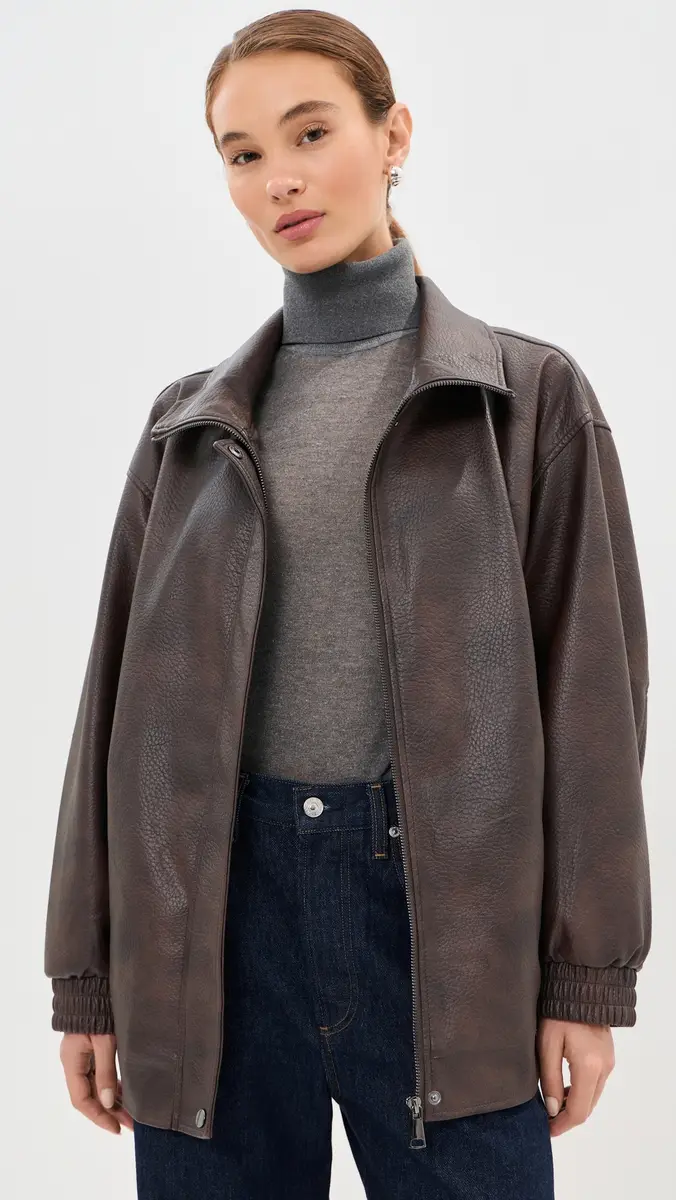 LE BOP Pebble Faux Leather Bomber | Thumbnail 3 LE BOP Pebble Faux Leather Bomber | Thumbnail 3