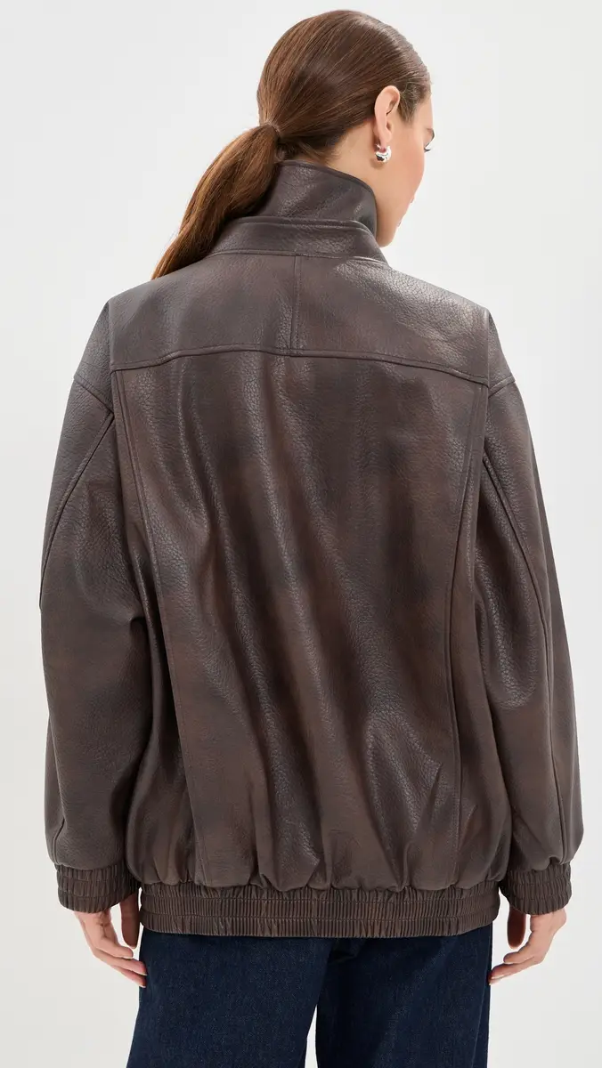 LE BOP Pebble Faux Leather Bomber | Thumbnail 4 LE BOP Pebble Faux Leather Bomber | Thumbnail 4