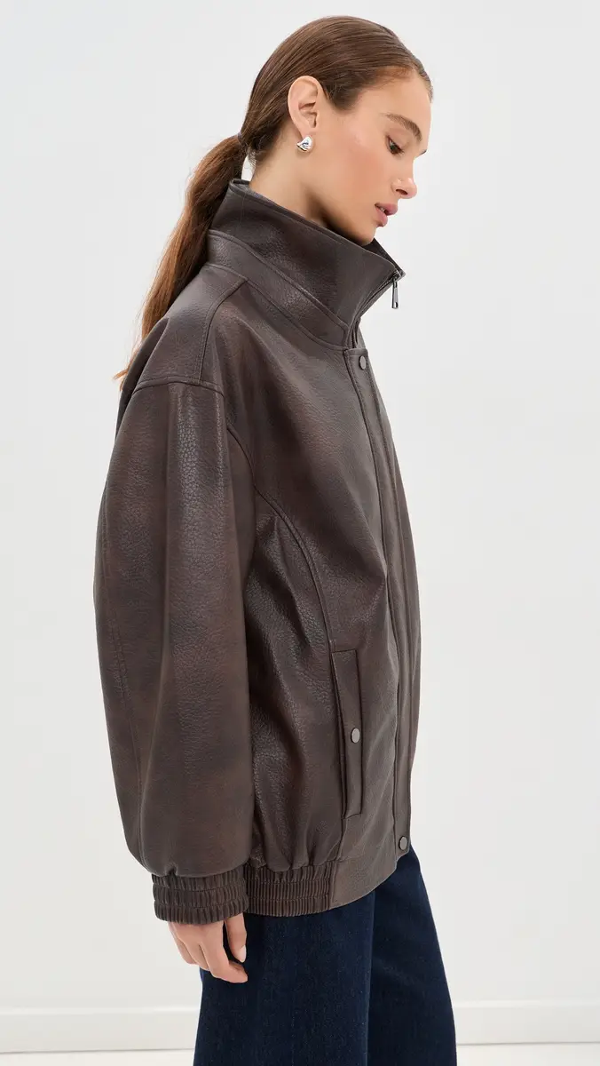 LE BOP Pebble Faux Leather Bomber | Thumbnail 5 LE BOP Pebble Faux Leather Bomber | Thumbnail 5