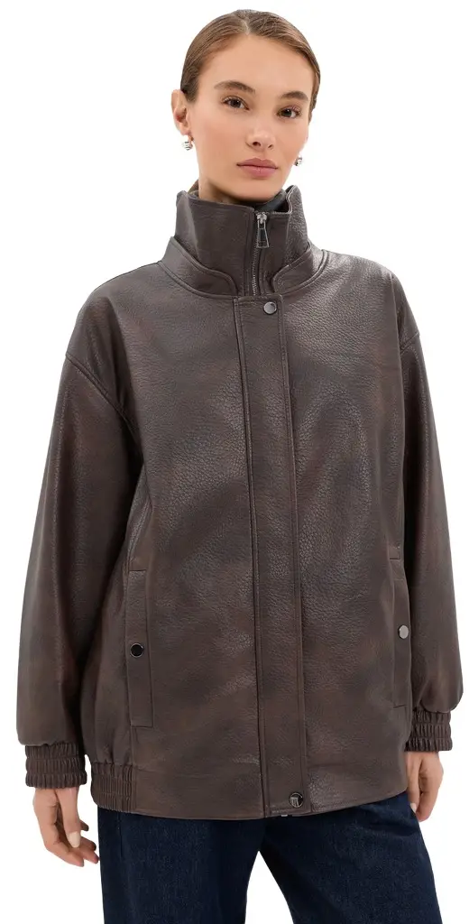 Pebble Faux Leather Bomber