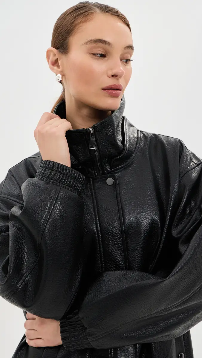 LE BOP Pebble Faux Leather Bomber | Thumbnail 2 LE BOP Pebble Faux Leather Bomber | Thumbnail 2