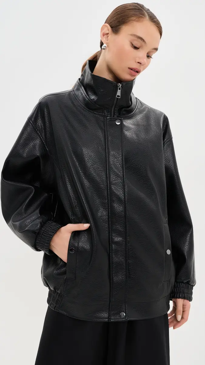 LE BOP Pebble Faux Leather Bomber | Thumbnail 3 LE BOP Pebble Faux Leather Bomber | Thumbnail 3