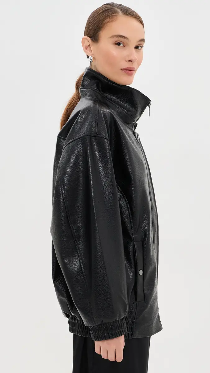 LE BOP Pebble Faux Leather Bomber | Thumbnail 5 LE BOP Pebble Faux Leather Bomber | Thumbnail 5