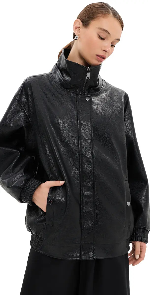 Pebble Faux Leather Bomber