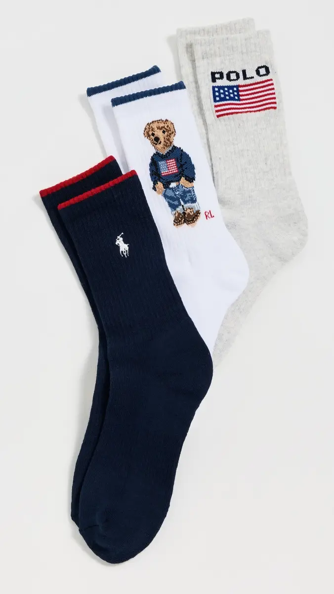 Polo Ralph Lauren Flag Bear Socks 3 Pack | Thumbnail 2 Polo Ralph Lauren Flag Bear Socks 3 Pack | Thumbnail 2