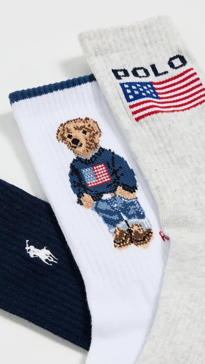 Polo Ralph Lauren Flag Bear Socks 3 Pack | Thumbnail 3 Polo Ralph Lauren Flag Bear Socks 3 Pack | Thumbnail 3