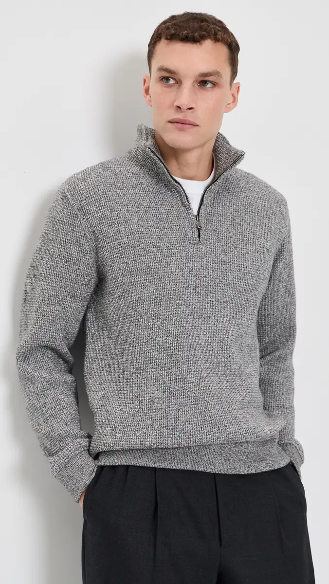 Vince Brushed Waffle Quarter Zip | Thumbnail 2 Vince Brushed Waffle Quarter Zip | Thumbnail 2