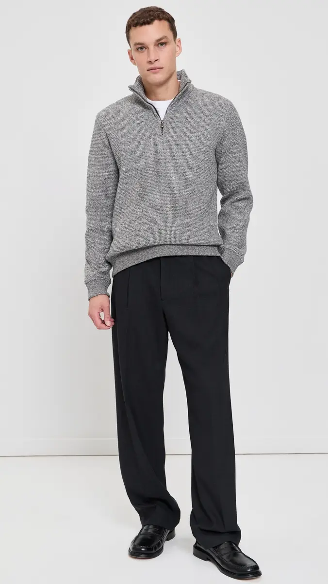Vince Brushed Waffle Quarter Zip | Thumbnail 5 Vince Brushed Waffle Quarter Zip | Thumbnail 5