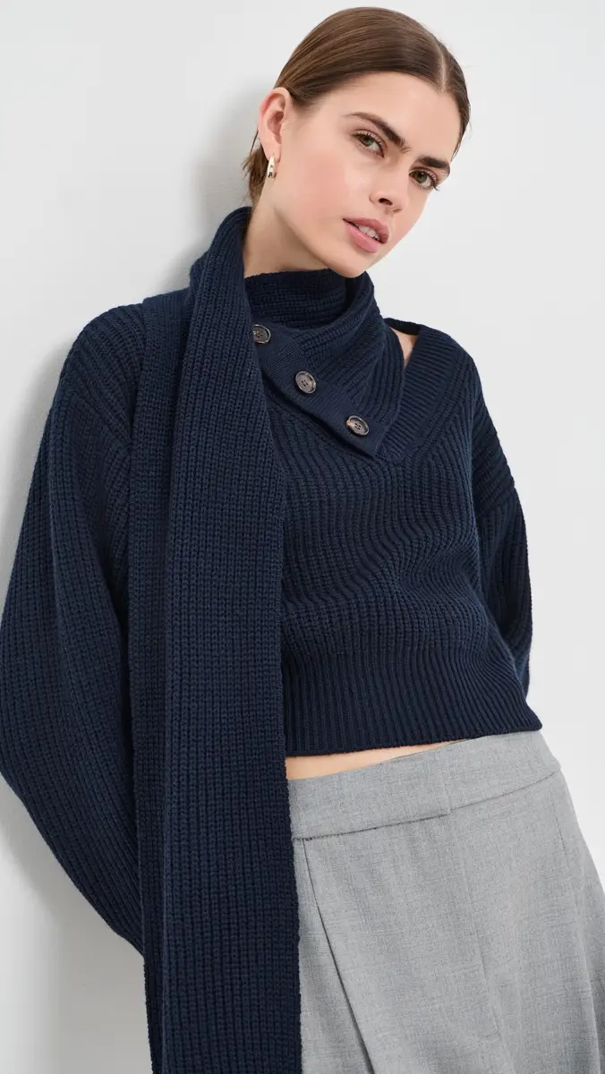 FRENKEN Line Scarf Wool Cash Knitted Sweater | Thumbnail 2