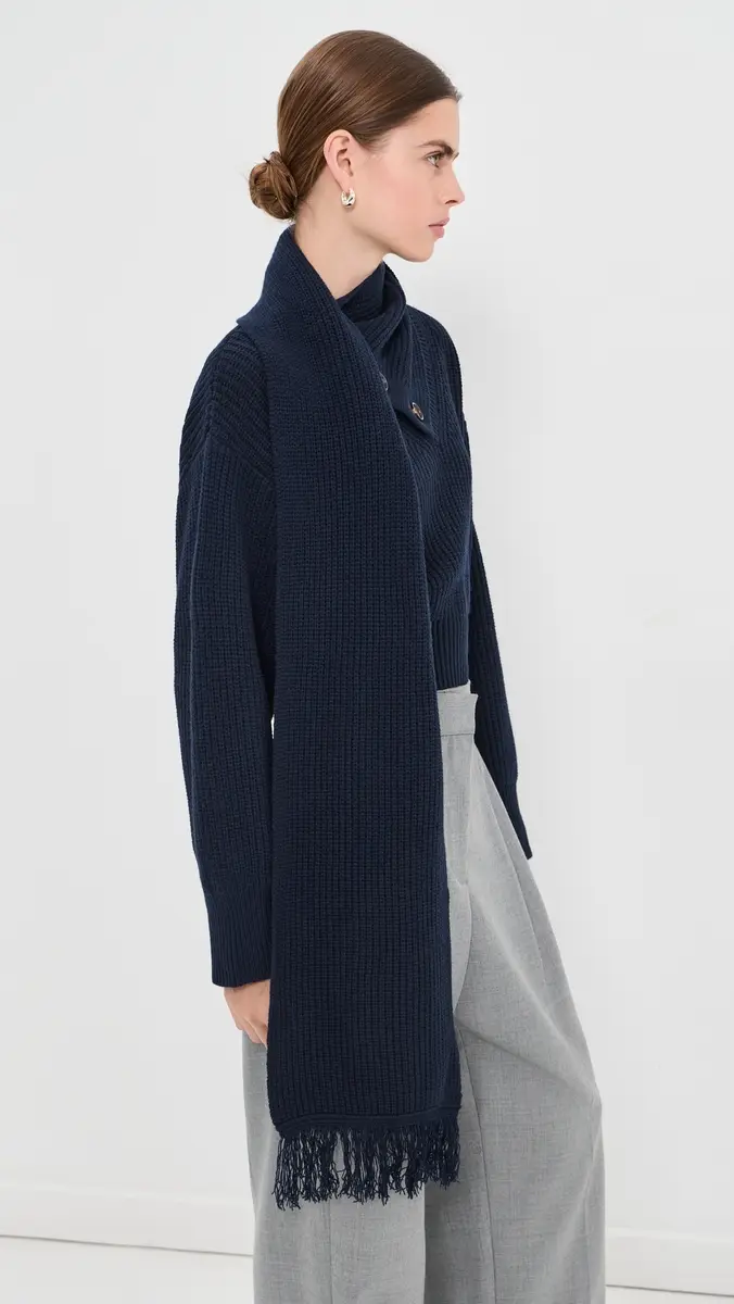 FRENKEN Line Scarf Wool Cash Knitted Sweater | Thumbnail 4