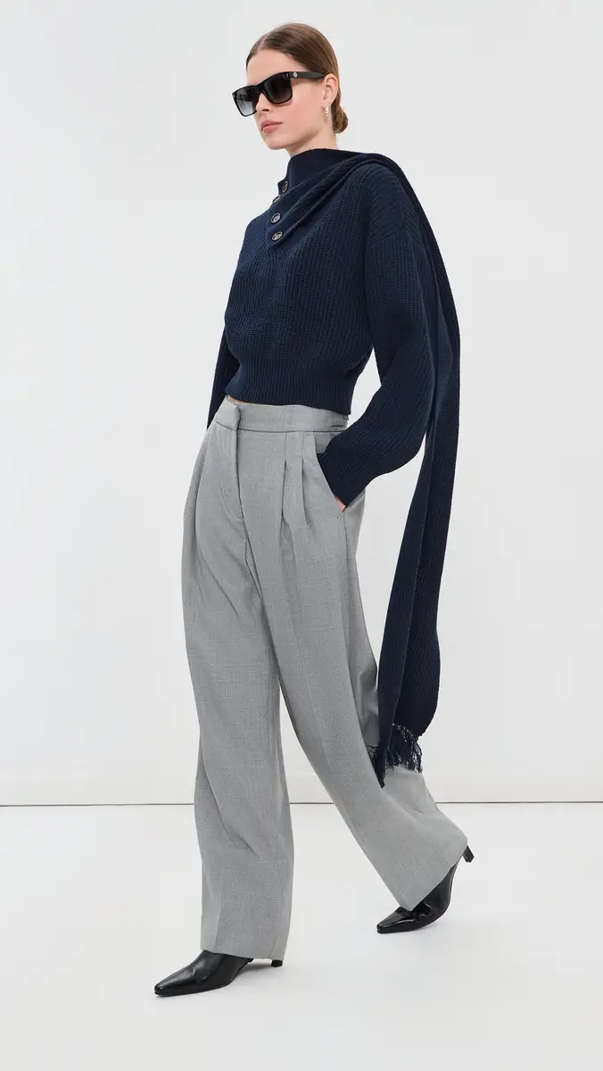 FRENKEN Line Scarf Wool Cash Knitted Sweater | Thumbnail 5