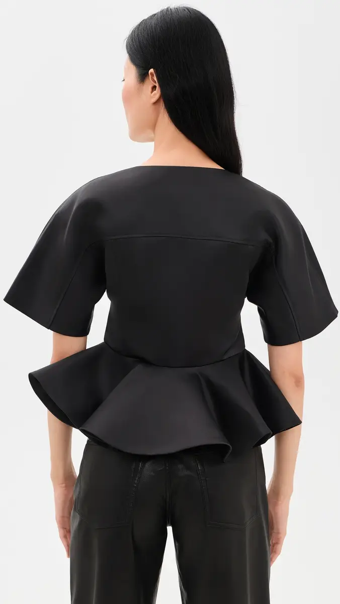 Ganni Duchesse Satin Peplum Zip Blouse | Thumbnail 3 Ganni Duchesse Satin Peplum Zip Blouse | Thumbnail 3