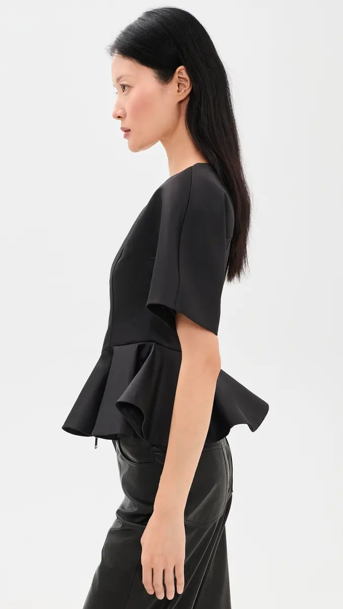 Ganni Duchesse Satin Peplum Zip Blouse | Thumbnail 4 Ganni Duchesse Satin Peplum Zip Blouse | Thumbnail 4