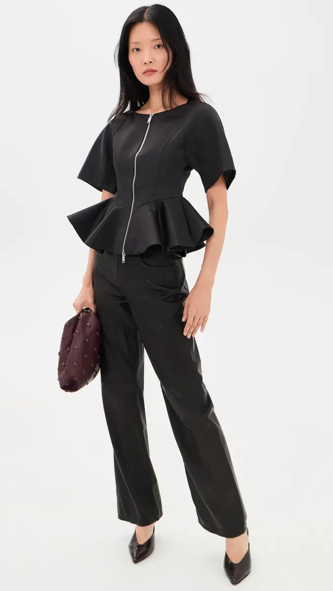Ganni Duchesse Satin Peplum Zip Blouse | Thumbnail 5 Ganni Duchesse Satin Peplum Zip Blouse | Thumbnail 5