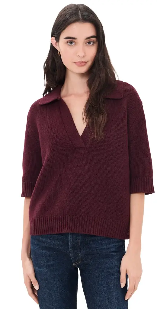 Short Sleeve Henley Sweater