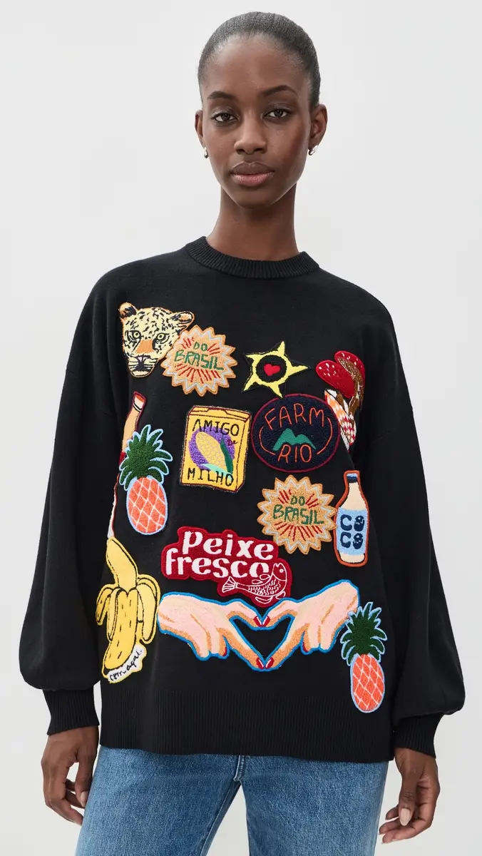 Farm Rio Tropical Patch Knit Sweater | Thumbnail 2