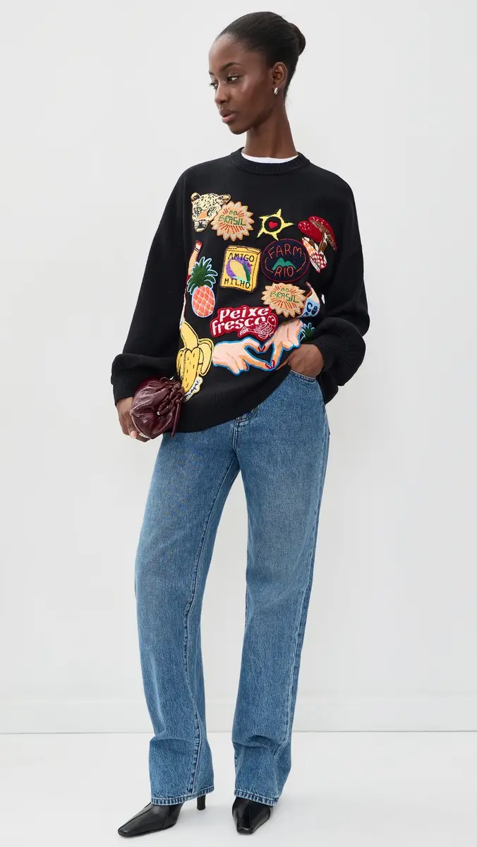 Farm Rio Tropical Patch Knit Sweater | Thumbnail 5