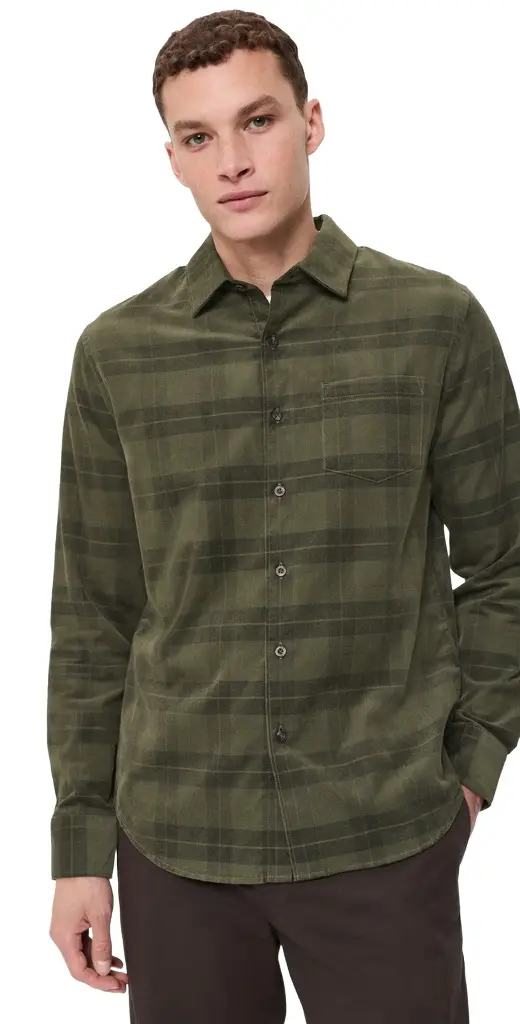 Vince Hamilton Plaid Corduroy Long Sleeve