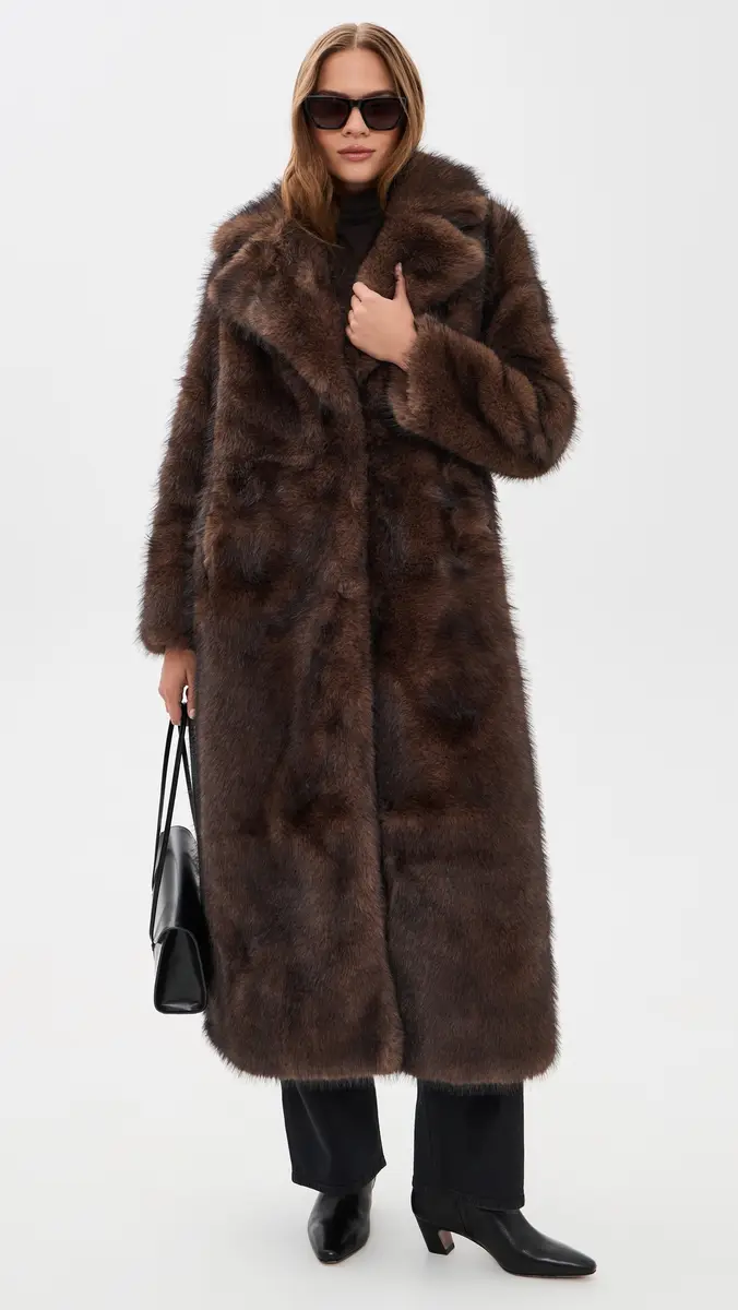 Apparis Gabrielle Sable Faux Fur Maxi Coat | Thumbnail 2 Apparis Gabrielle Sable Faux Fur Maxi Coat | Thumbnail 2