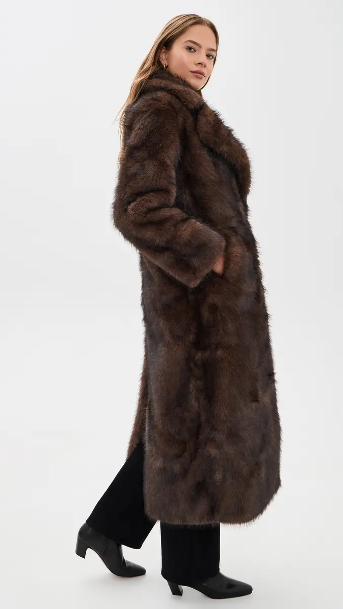 Apparis Gabrielle Sable Faux Fur Maxi Coat | Thumbnail 4 Apparis Gabrielle Sable Faux Fur Maxi Coat | Thumbnail 4