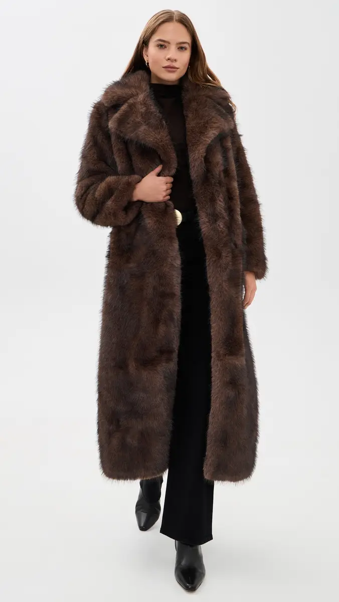 Apparis Gabrielle Sable Faux Fur Maxi Coat | Thumbnail 5 Apparis Gabrielle Sable Faux Fur Maxi Coat | Thumbnail 5