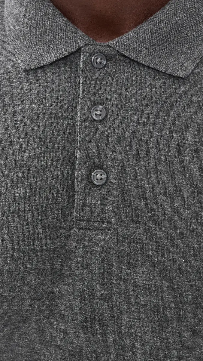 Vince Heathered Double Face Long Sleeve Polo | Thumbnail 6 Vince Heathered Double Face Long Sleeve Polo | Thumbnail 6