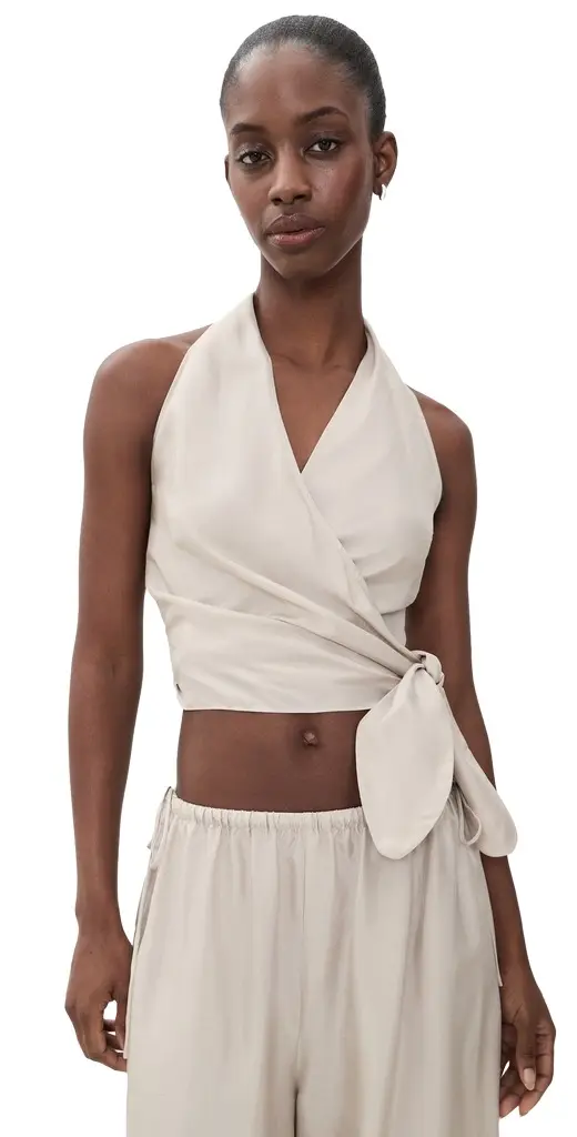 Silk Halter Wrap Top