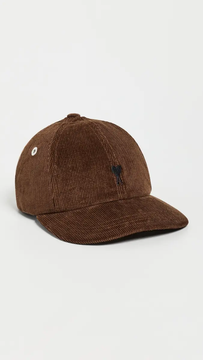 AMI Quota - Black De Coeur Embroidery Corduroy Cap | Thumbnail 2